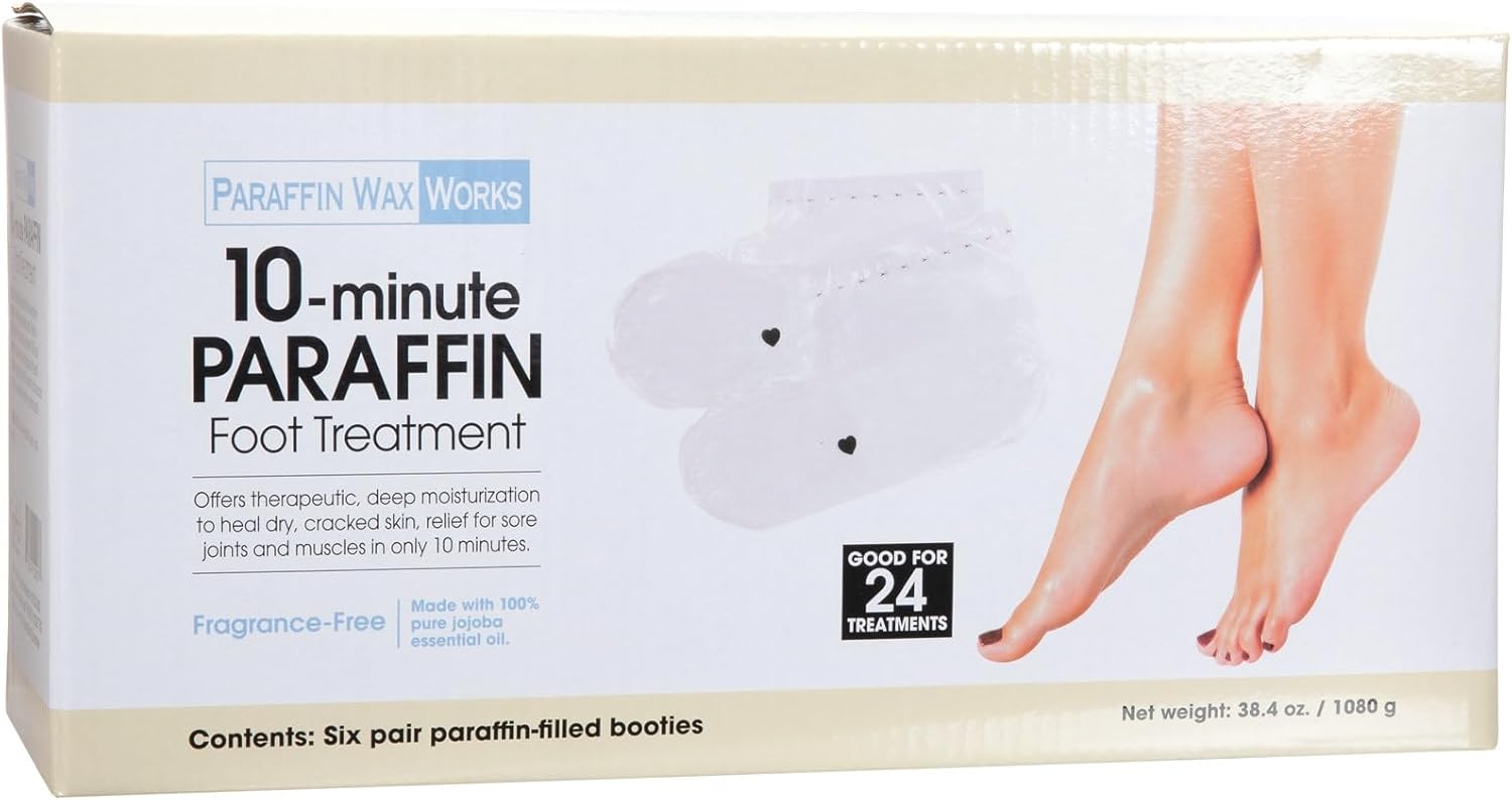 Paraffin Wax Works 10-Minute Paraffin Foot Treatment, Fragrance-Free, Spa and Home Treatment Booties, Pack of 6-Pairs