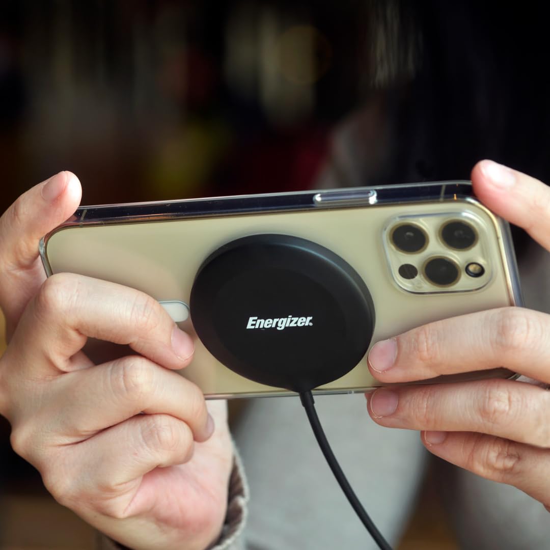 Energizer Caricatore Wireless Magnetico 15W MagSafe Compatibile | Ricarica Rapida per iPhone e Android | Ultra Sottile, USB-C, Sicurezza Avanzata, Funziona con Custodie Magnetiche | WCP119