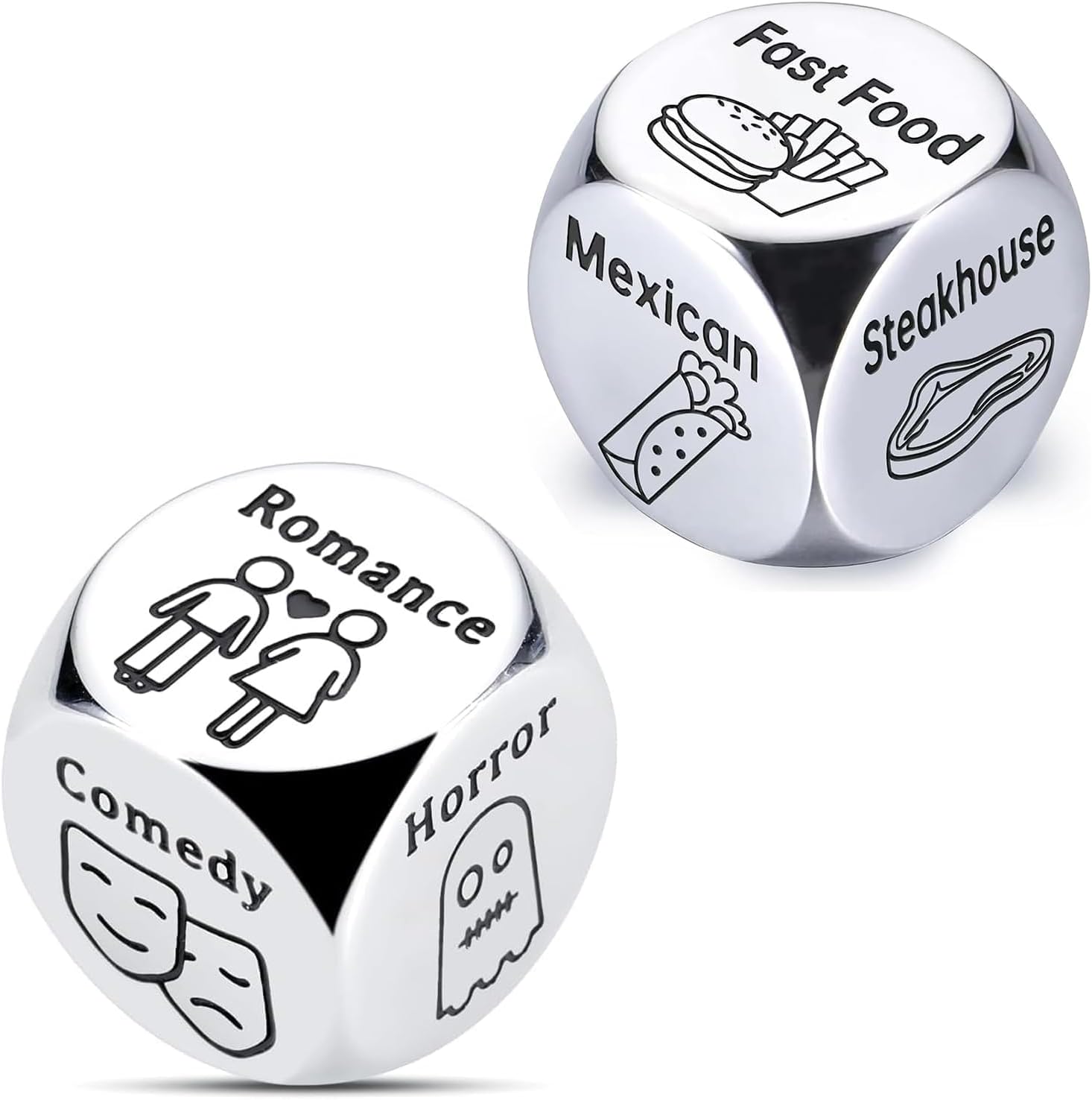 4Pcs Valentines Day Gifts Date Night Decision Dice Date Night Gift for Boyfriend Girlfriend Food Dice for Him Her Anniversary Day Gifts for Wife Husband Wedding Birthday Bachelorette for Bride