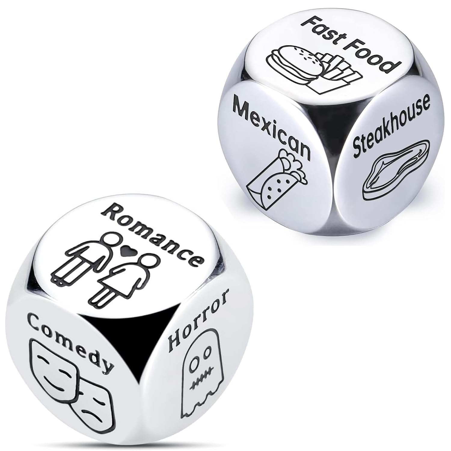 2Pcs Date Night Decision Dice Date Night Gift for Boyfriend Girlfriend Food Dice Valentine Gifts for Him Her Anniversary Day Gifts for Wife Husband Wedding Birthday Bachelorette for Bride