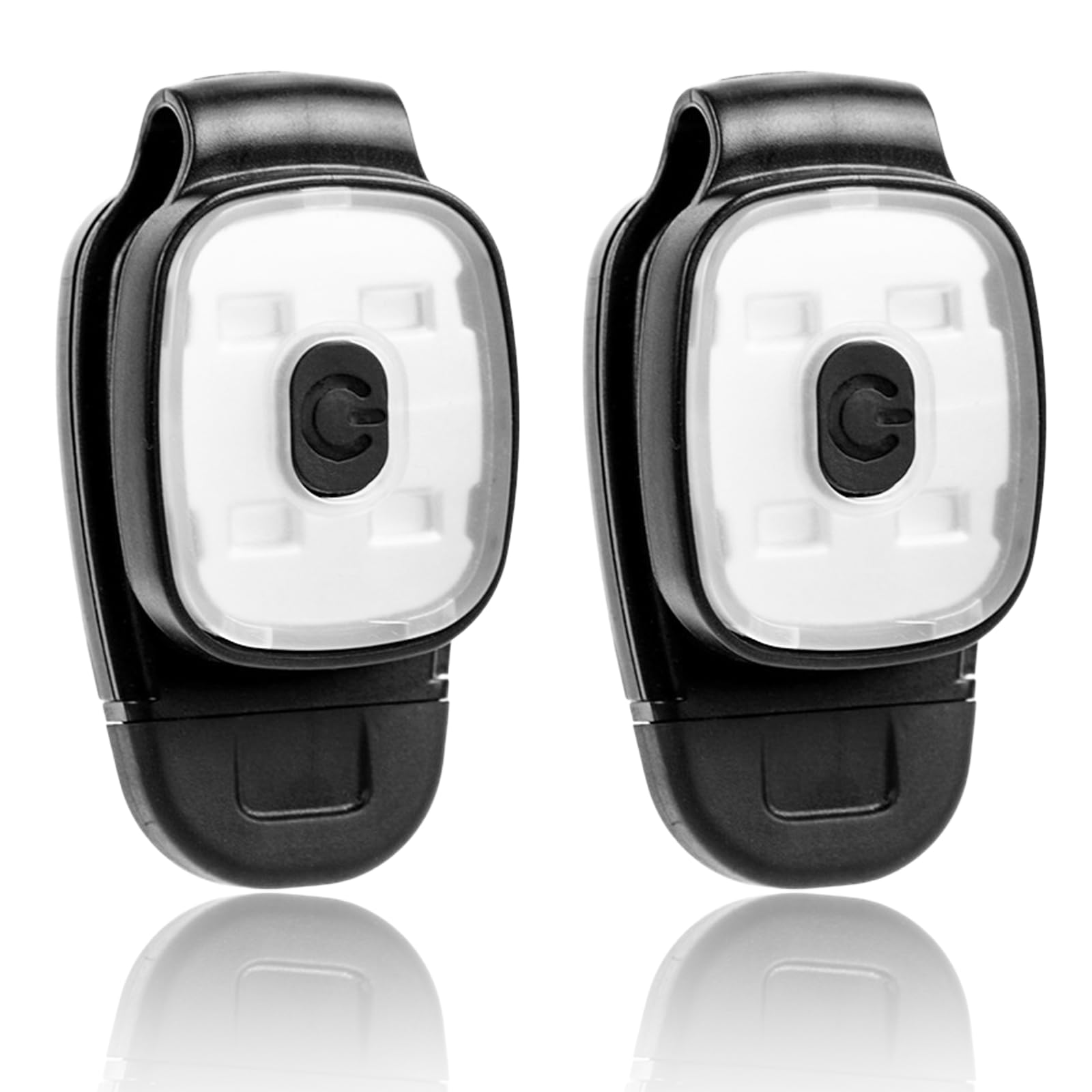 Leogony 2PCS Rechargeable Clip On Torch for Dog Walking, LED Jogging Lights for Night Running, USB Hands Free Light Clip (Black)