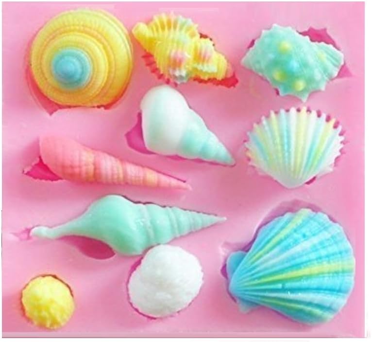 Cute Romantic Seashell Sea Shell Silicone Cake Mould Chocolate Fondant Mold Soap Molds Silicone Baking Molds (Pink Seashell)
