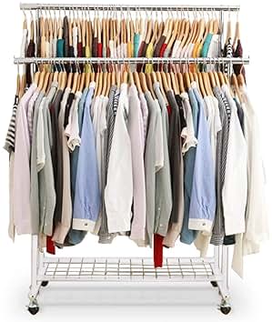 【新品】☆６BOX付き　ハンガーラック　WH 山善 頑丈 カバー付き ハンガーラック 伸縮式 幅128-200 CWH-200