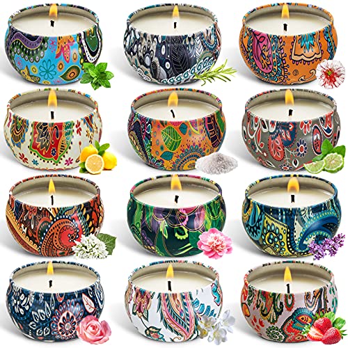 MAISITOO Vela Perfumadas, 12 Vela aromática Velas Perfumada Vainilla Cera de Soja Natural para Relajación y Alivio de Estrés Aromaterapia Decoración Regalo para Bodas, cumpleaños y Navidad