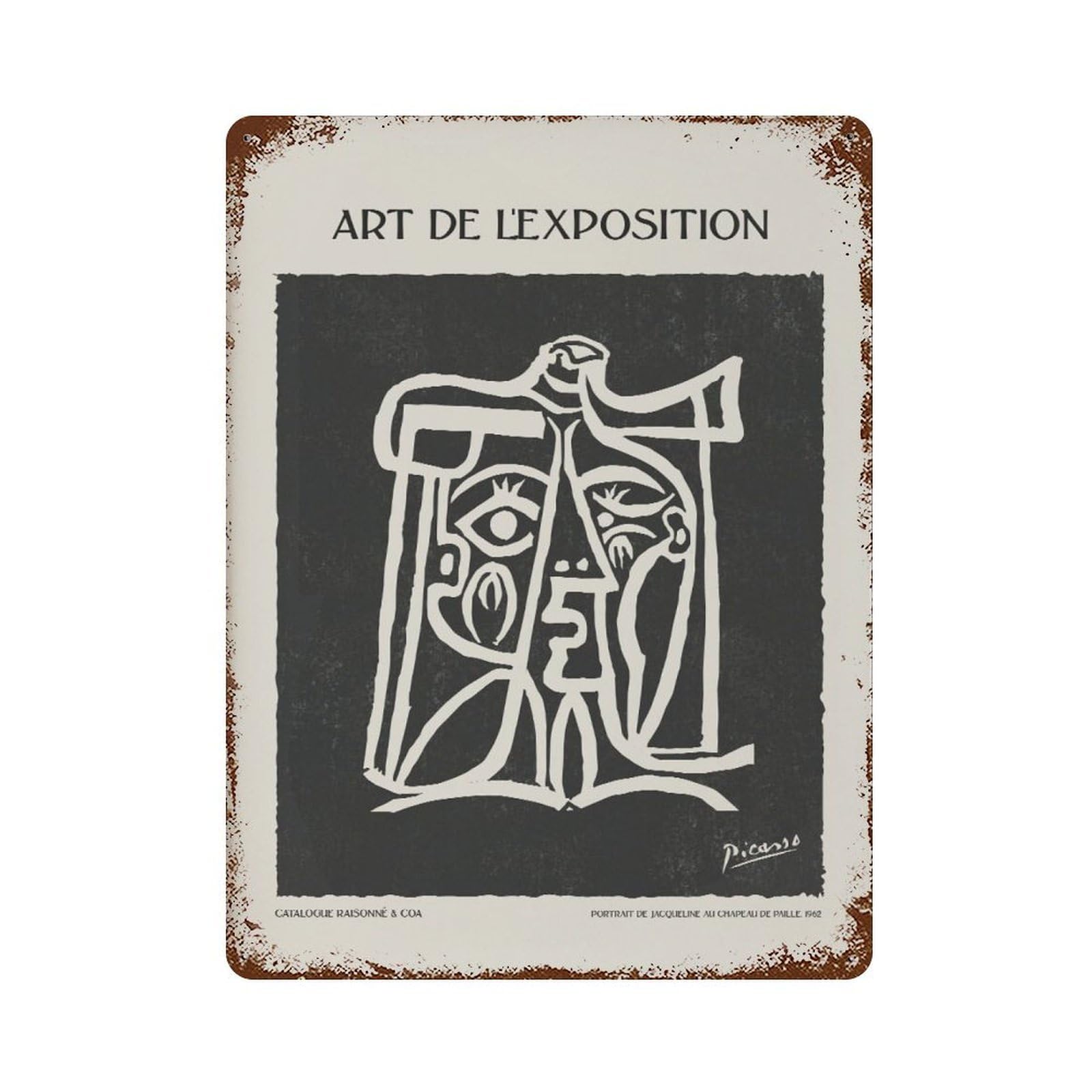xiaoxiaoshen Picasso Woman Portrait Black & White Surrealist Wall Decor Art Metal Tin Poster Modern Home Decor Art Home Bar Shop Decorations Vintage Sign 40x30cm
