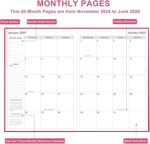 Miniatura 3 de Agenda mensual 2024-2025  2 años (enero de 2024 a diciembre de 2025), calendario mensual, agenda mensual grande 2024-2025, perfecta para el horario