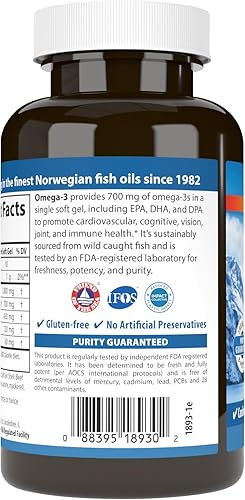Miniatura 3 de Omega-3, 700 mg de omega-3, EPA, DHA, DPA, económico, capturado en la naturaleza, de origen sostenible, 60 geles blandos