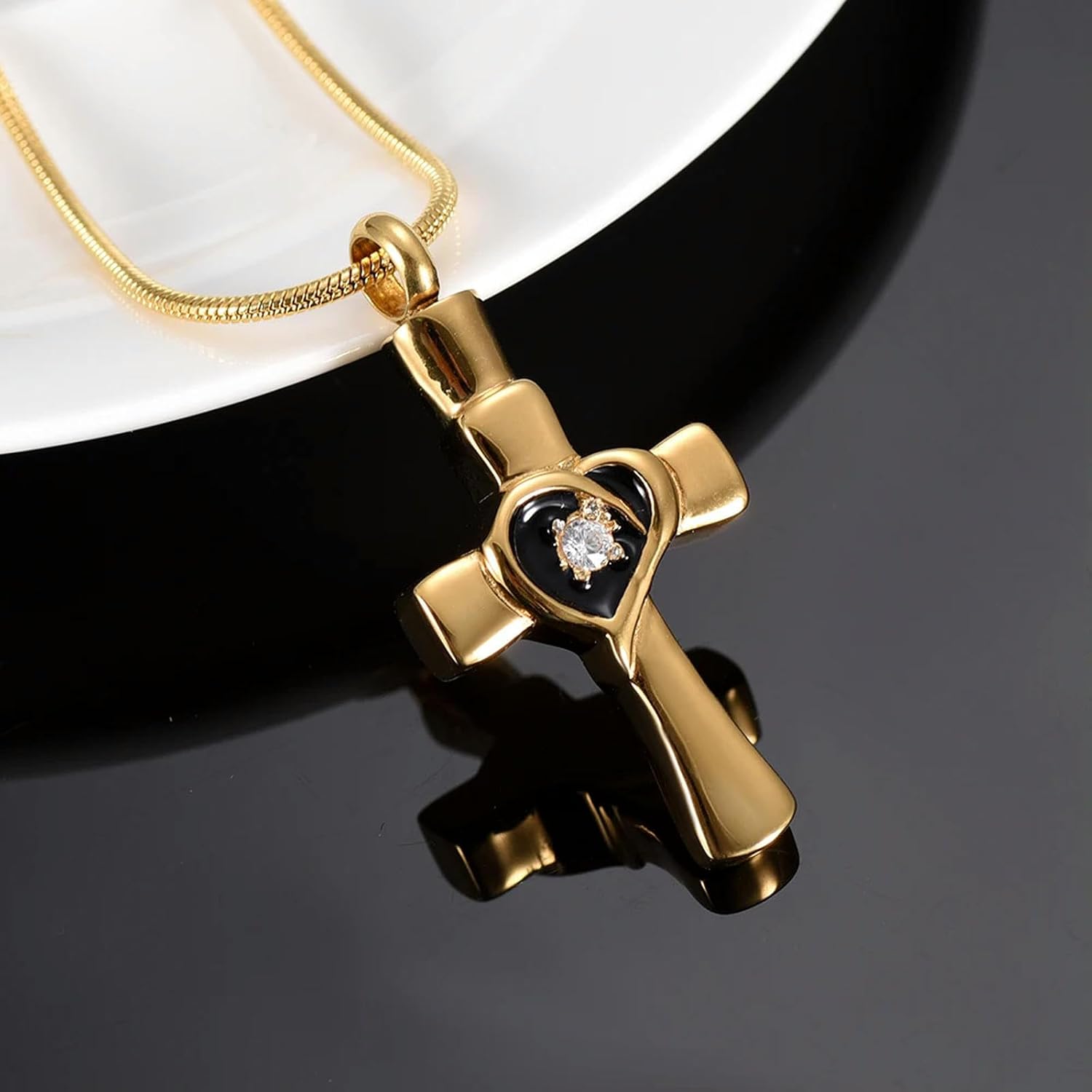 BIAIHQIE Cross Cremation Jewelry Birthstone Cross Pendant Memorial Urn Necklace for Men/Women, Ashes Holder Cremation Keepsake