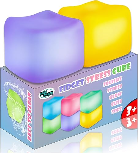 Miniatura 29 de 2 cubos antiestrés que brillan en la oscuridad, bolas antiestrés para adultos y niños, juguetes sensoriales súper sólidos, juguete sensorial, cubo