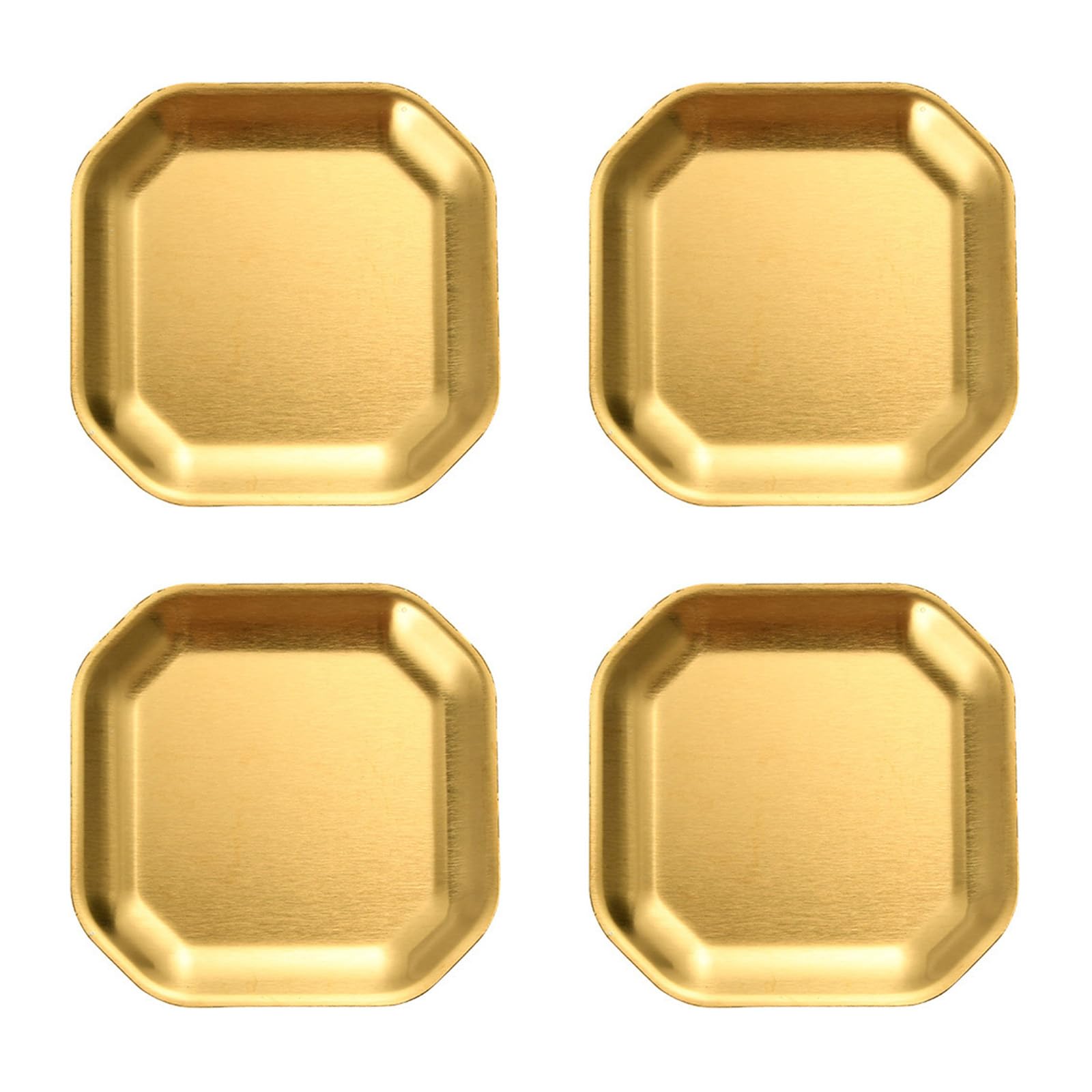 Zkbszn Tableware,Pack of 4 Gold/Silver Stainless Steel Plates for Dinner and Camping Use Portable Dishes for Home and Outdoor Meals