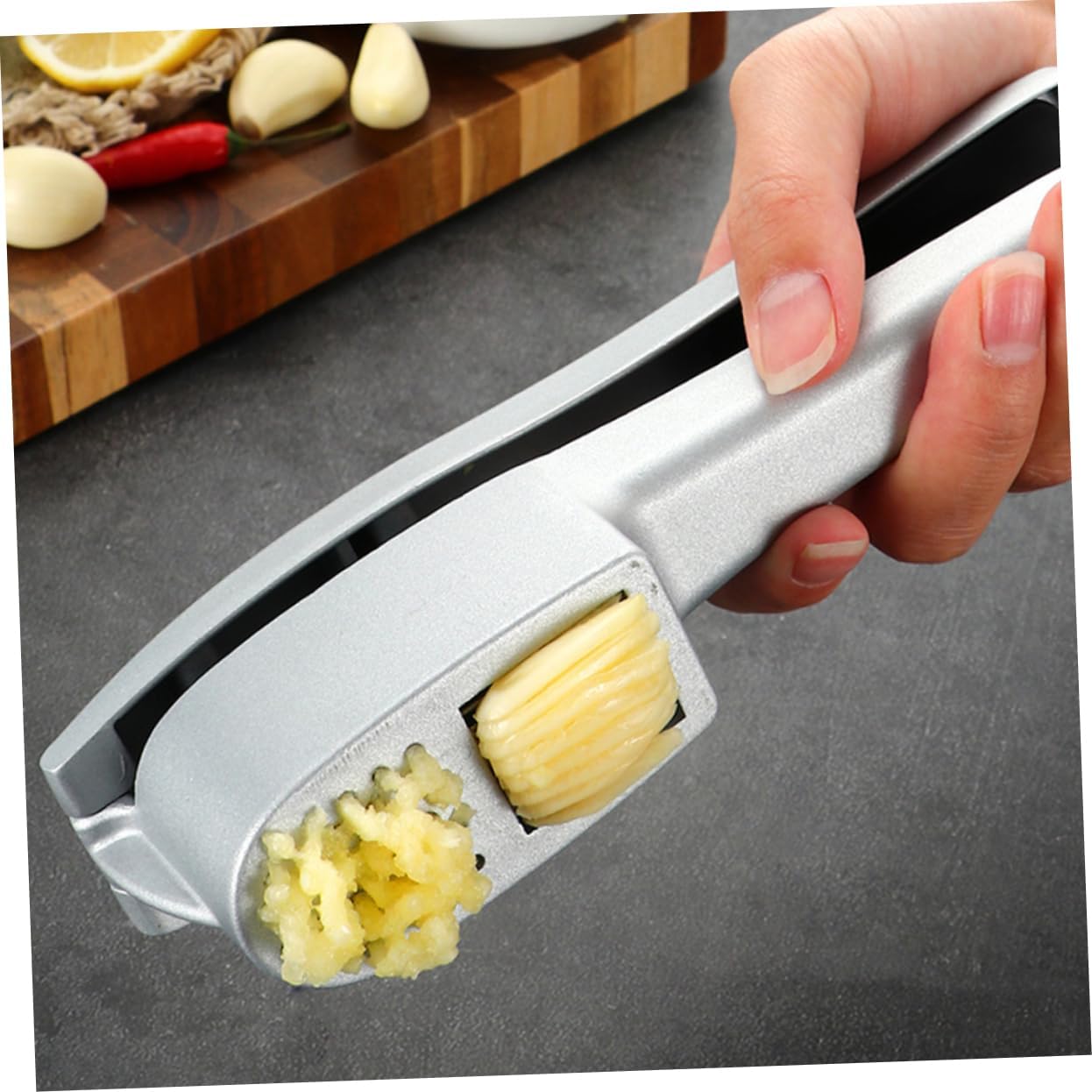OUNONA Multipurpose Garlic Press Tool Ergonomic Manual Garlic Slicer for Easy Mashing Crushing for Home Cooking Restaurant Use