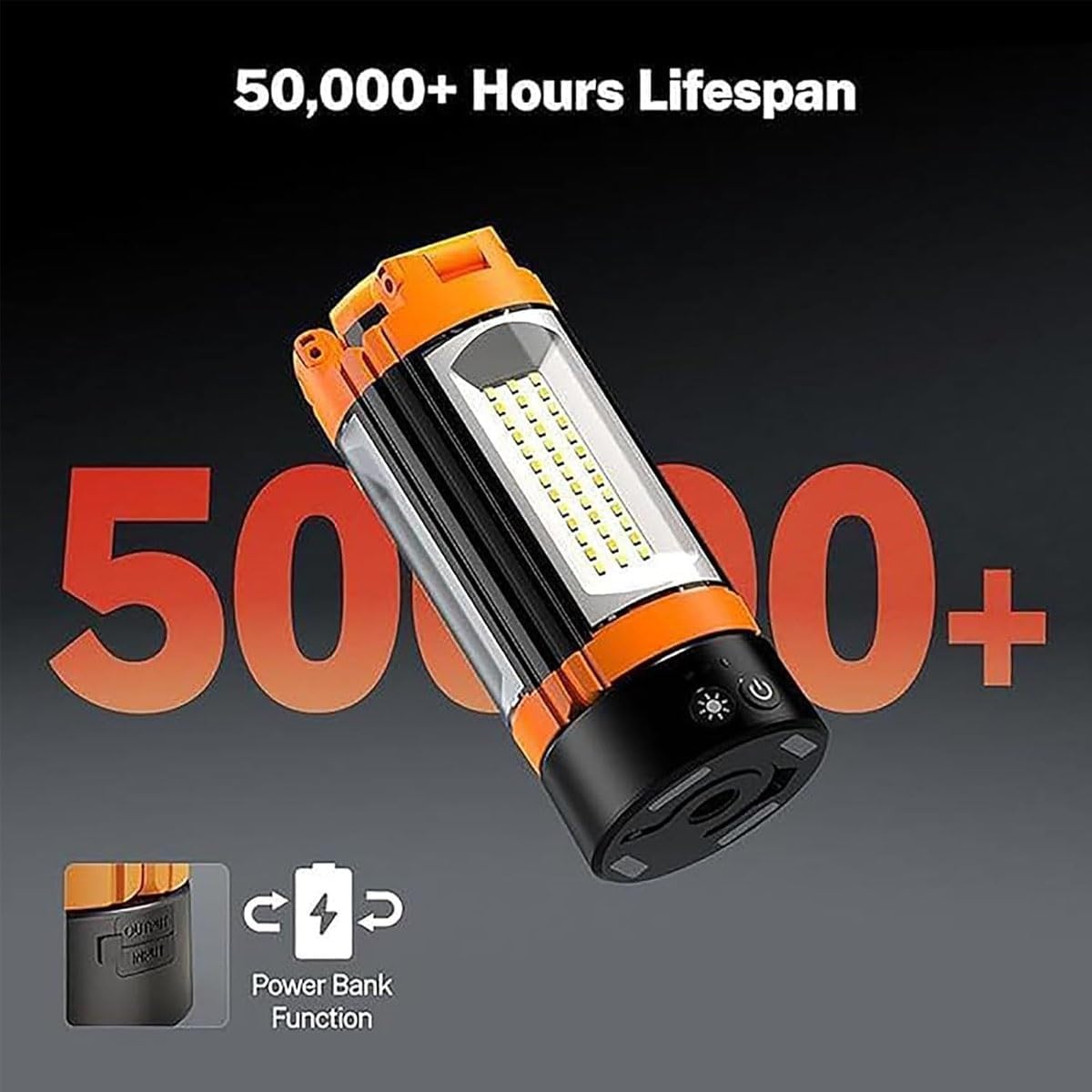 Rechargeable 10000mAh Camping Light with Telescopic Stand, Tent Light for Hiking, Fishing