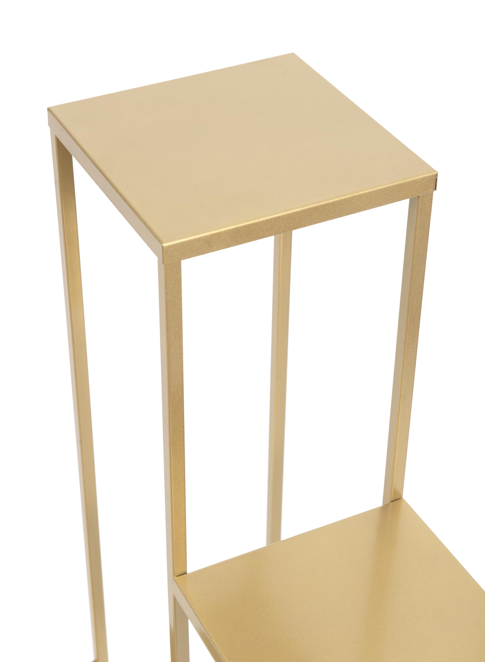 Stojak na rośliny Elle Metal - Kwietnik 3 poziomy - 40x40x95cm - kolor Złoty - do kwiatów w pomieszczeniach - metalowa półka - stolik dekoracyjny - stojak na kwiaty