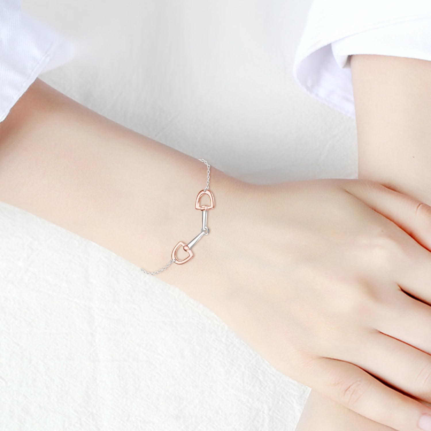 YFN Armband Pferd Sterling Silber Armband Trense Bit Armband Gebiss Schmuck Steigbügel Geschenk für Pferdeliebhaber Damen Mädchen