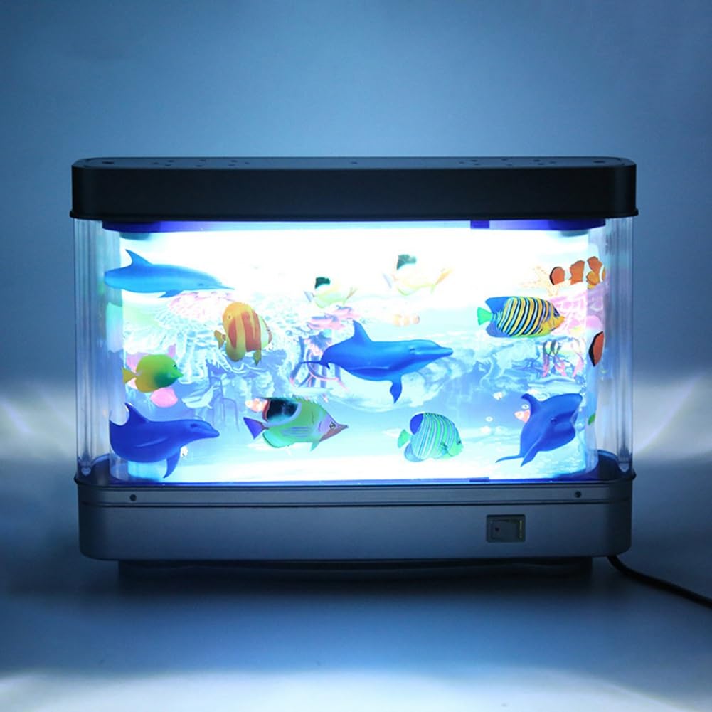 Künstliche Tropische Aquariumlampe, Aquarium-Nachtlicht, Virtueller Ozean, Dynamische LED-Tischlampe, Raumdekoration, Geschenk, Langlebig, Einfach zu Bedienen, EU-Stecker