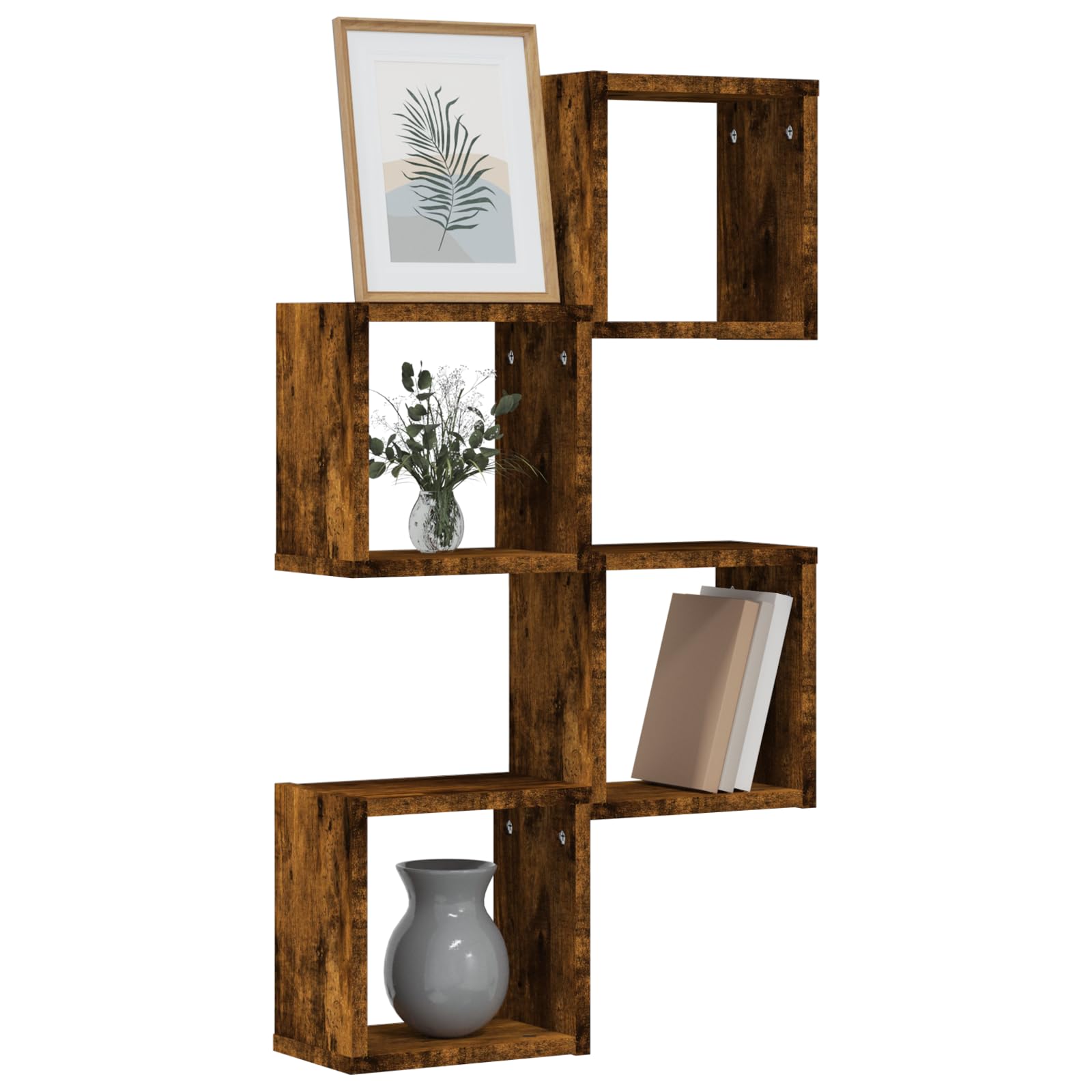 Schweberegale Set 4 Stück Wandregal Rauch Eiche Holzwerkstoff 25x25x2 cm Modernes Design für Wanddeko Bücher Pflanzen Wohnzimmer Büro Schlafzimmer