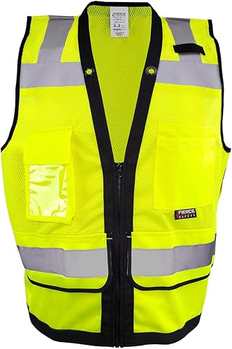 SU300G Surveyors Class 2 Chaleco reflectante verde con bolsillos para tablet Cumple con las normas ANSIISEA