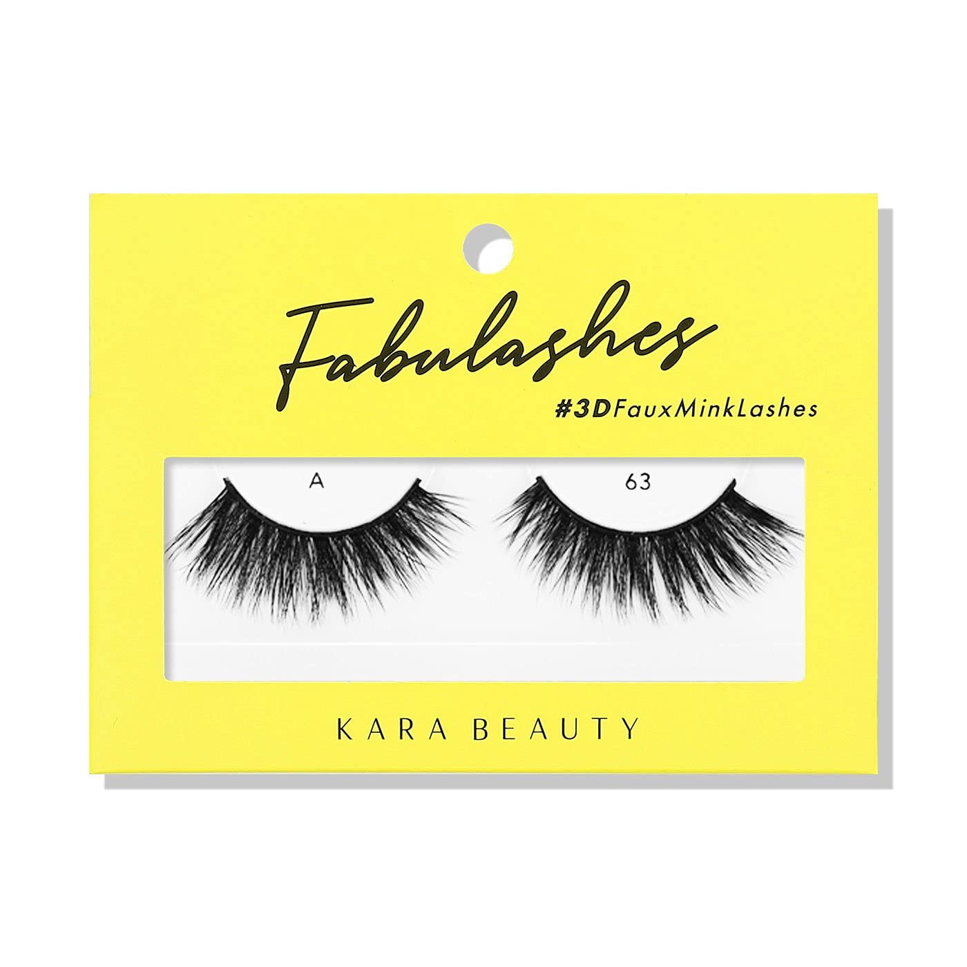 Kara BeautyFabulashes Glam 3D Faux Mink Strip Lashes – Full Volume, Fluffy, Wispy Lash Strips – Reusable Fake Eyelashes with Soft Flexible Band – Vegan, Cruelty-Free, Lightweight - Style A63
