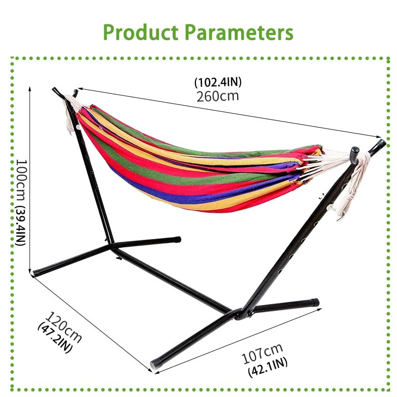 Amaca da esterno con supporto staccabile, doppia amaca con borsa per il trasporto inclusa, capacità 250 kg, perfetta per interni ed esterni, patio, terrazza, cortile, balcone rosso