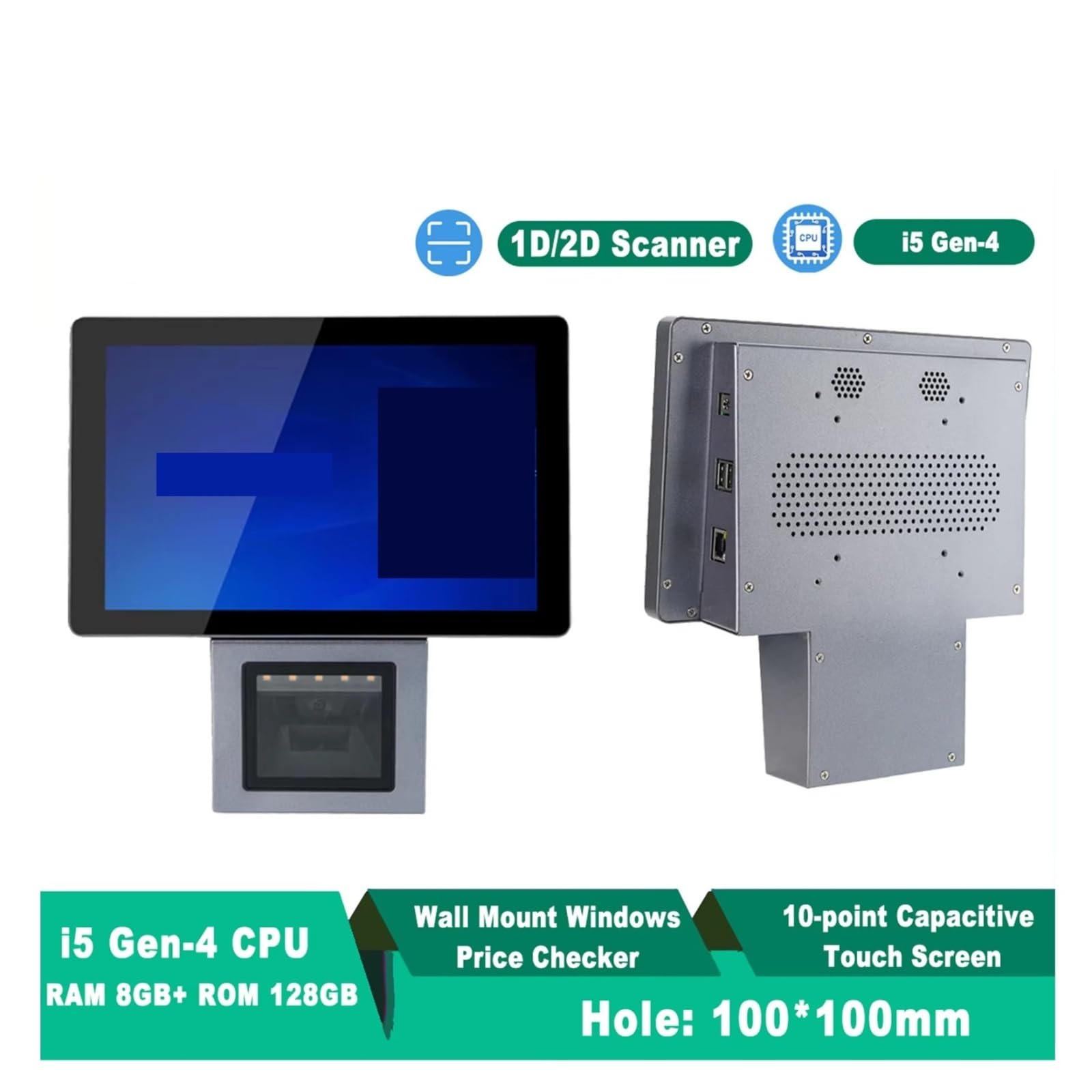 Registratori di cassa, Prezzo da 10 pollici con lettore di codici QR for a barre Touch screen for terminale POS montato a parete