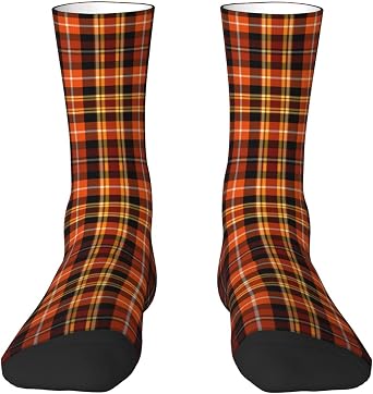 Fun and Casual Plaid Dress Socks for Men and Women, Scottish National Tartan Printed Novelty Crew Socks