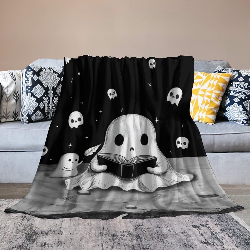 Cute Ghost Throw Blanket for Teens Boys Girls and Adults Soft Warm Cozy Funny Midweight Food Flannel Blankets for Couch Sofa Bed Camping Travel Home Decor 40" X 50" - Image 7