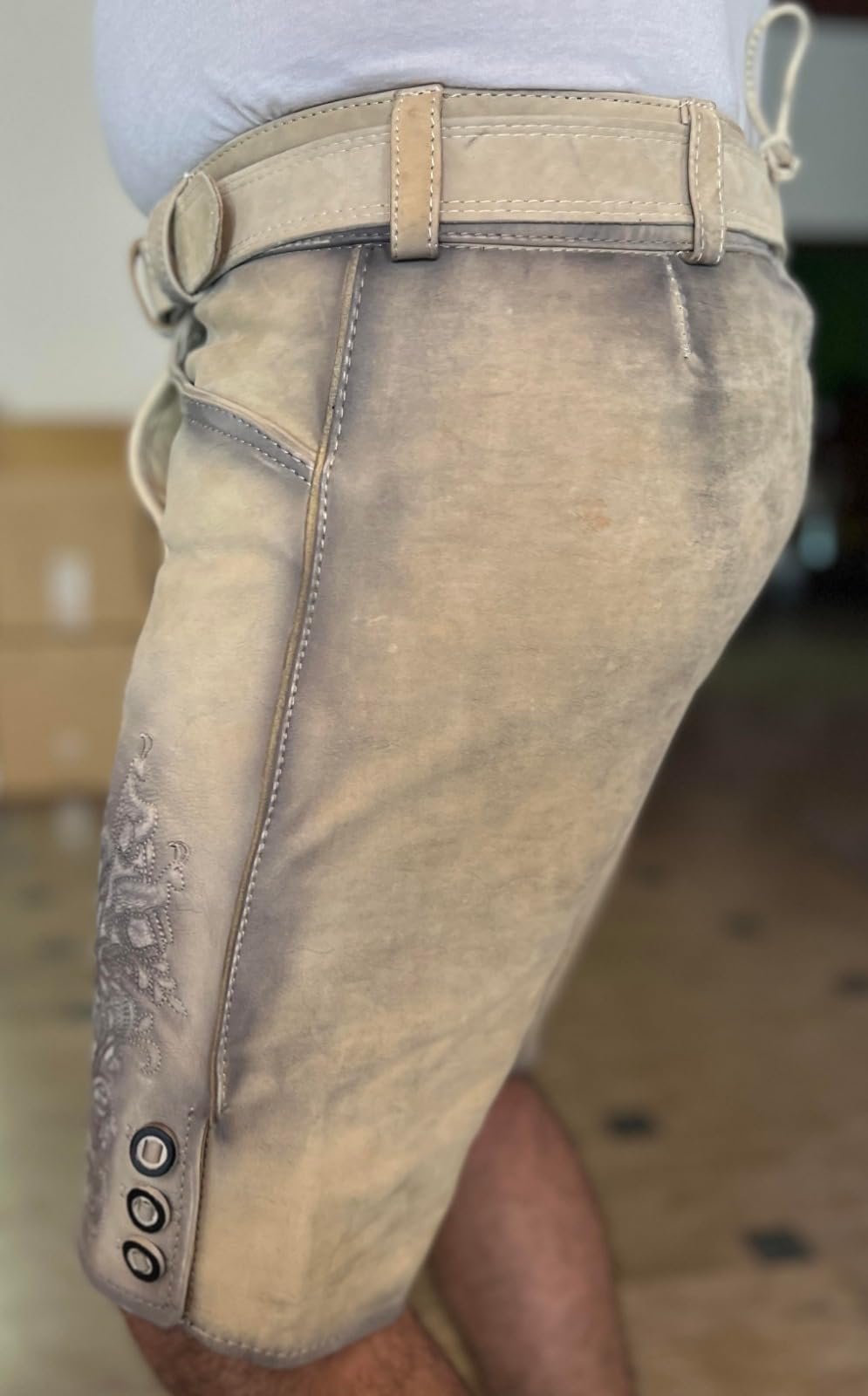 sais Oktoberfest Trachten Lederhose, Trachtenlederhose, Herren Lederhose Trachtenhose inkl Gürtel Größe 48-58