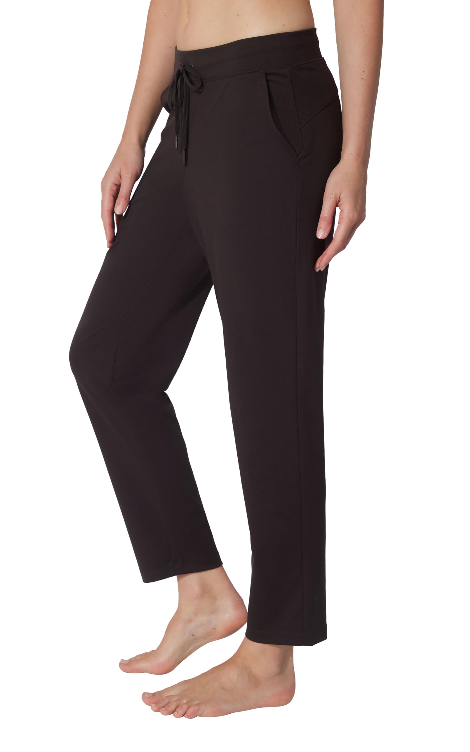 Yogalicious Womens High Waisted Yoga Pants Straight Leg Casual Pant, Chocolate Mousse, M