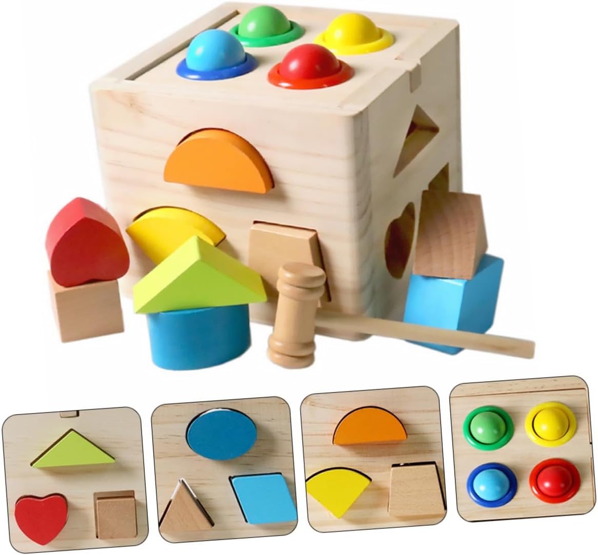 KESYOO 1Pc Early Education Wooden Shape Matching Cognitive Development Percussive Blocks for Intelligence Building for Preschoolers