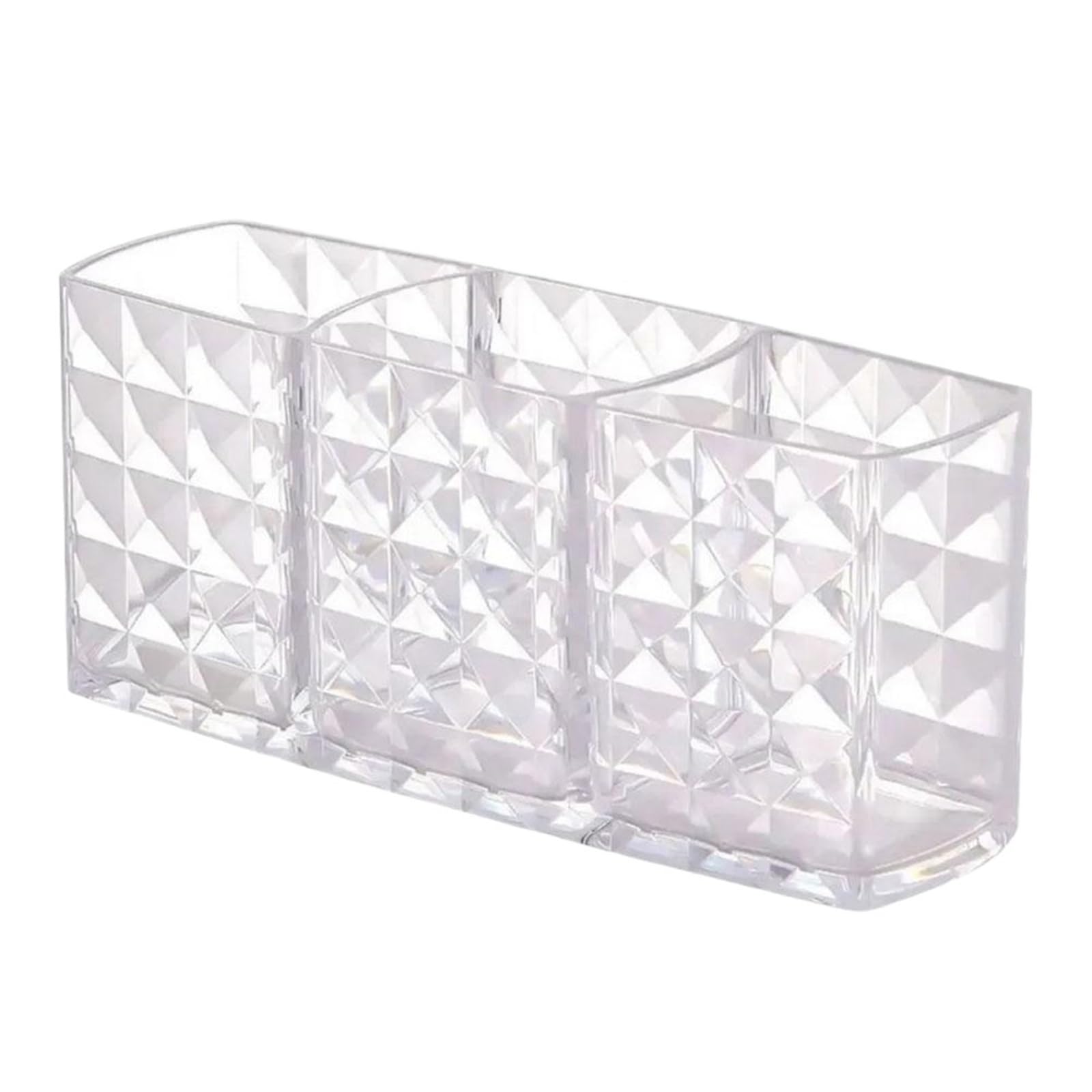 WEOKDFHA Clear Pencil Holder 3 Slots Makeup Brush Holder Organizer Cosmetic Storage Box Lipstick Eyebrow Pencil Display Stand Transparent
