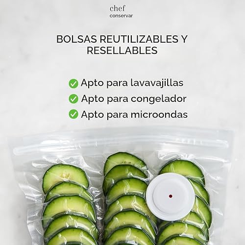Miniatura 5 de Chef Preserve Sellador al vacío compacto para alimentos (máquina selladora al vacío + 3 recipientes de vidrio al vacío + 30 bolsas de vacío