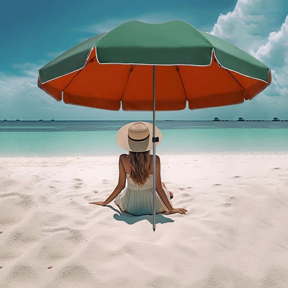 Parasol Ogrodowy, Duży Parasol Zewnętrzny, Parasol Plażowy, Ochrona UV UPF50+, Okrągły Zielony Parasol Stołowy na Trawnik, Podwórko, Taras, Basen