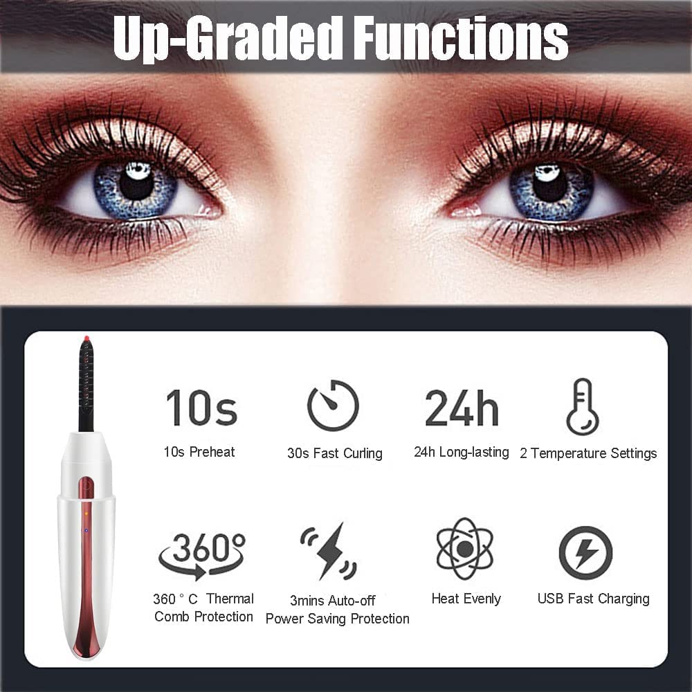 TECNOVIQ Heated Eyelash Curler, Rechargeable Lash Styler with 2 Heat Settings, Quick 24H Long-Lasting Curl, Portable Makeup Tool 1