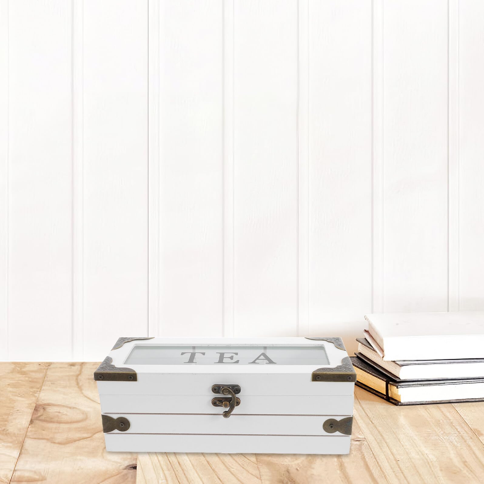 Holz teebeutel aufbewahrungsbox mit Deckel Multifunktions Organizer Fach für Tee Kaffee und Zucker Platzsparende Teeaufbewahrung für Küche und Eleganter Teebeutelhalter