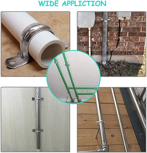 Miniatura 6 de Kit surtido de 142 abrazaderas de correa de tubo, acero inoxidable 304 con 2 agujeros, correa de tubo rígida, abrazadera de correa de tubo en U