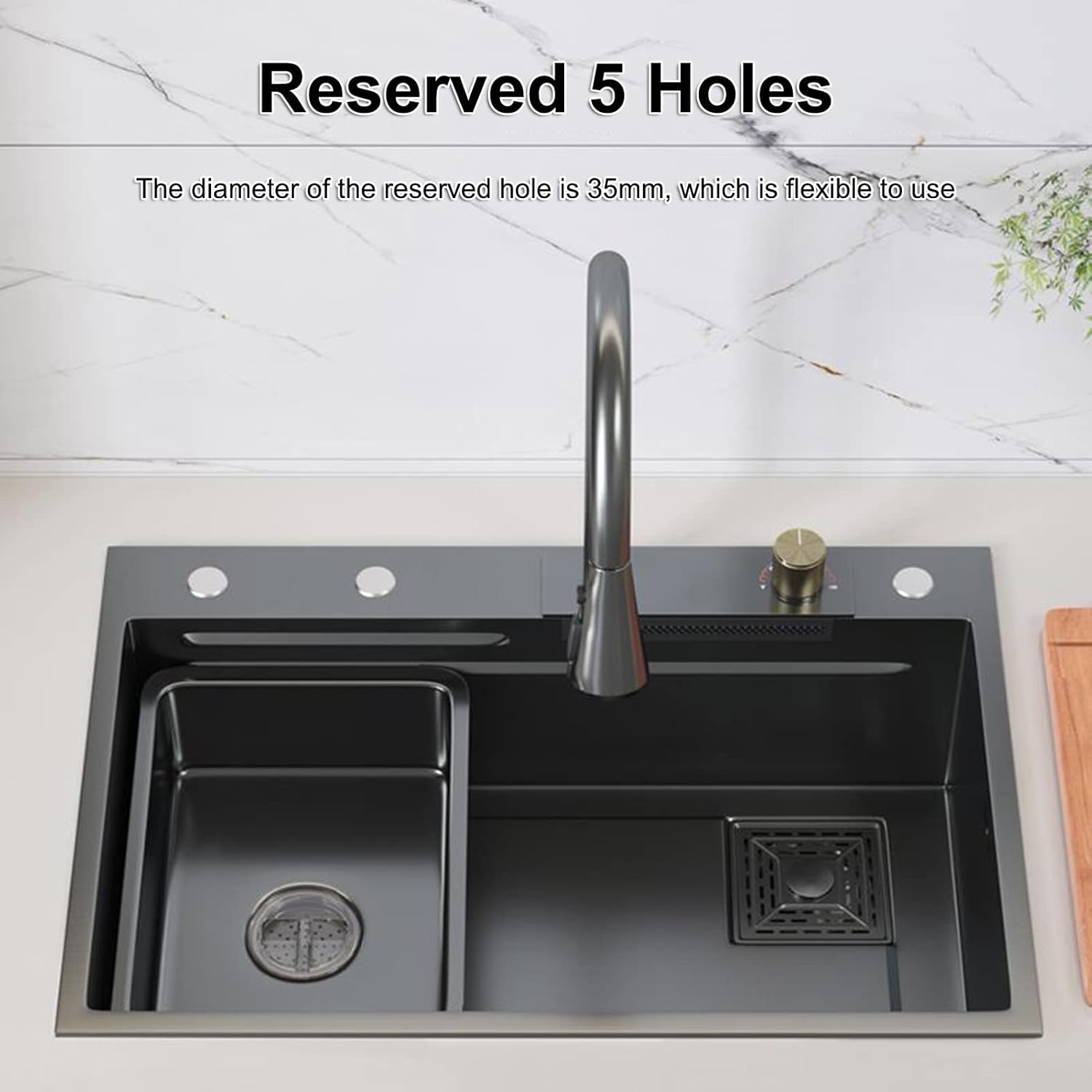 Kitchen Sink, With Rainbow Waterfall Type Faucet Bar Prep Kitchen Sink, 304 Stainless Steel Deep Single-Bowl Sink Basin, Drop-In Or Undermount Installation