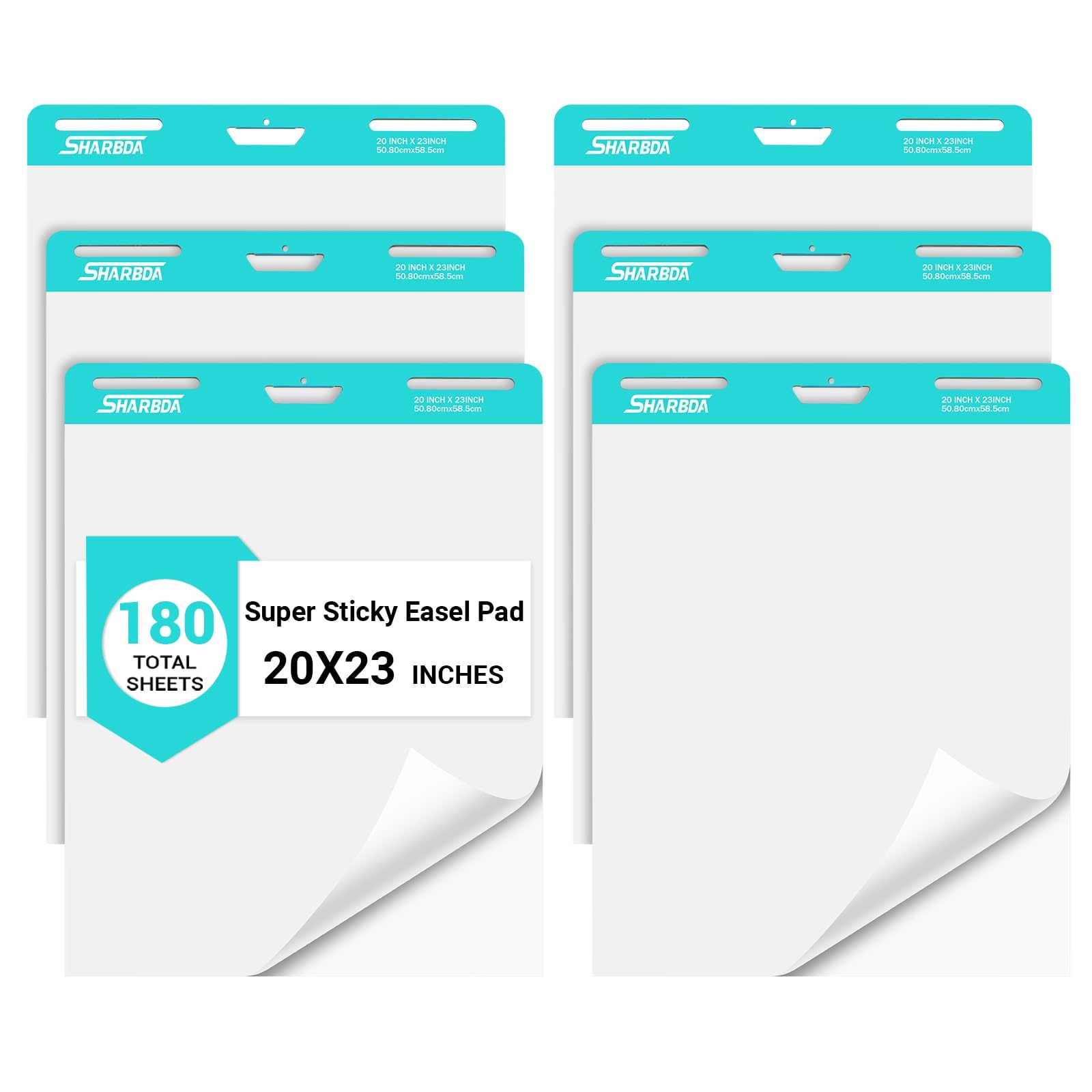 SHARBDA Sticky Easel Pad,20 in x 23 in,Flip Chart Paper,Sticky Chart Paper for Teachers,Self-Stick Easel Paper,Super Sticky & Bleed-Resistant, 30