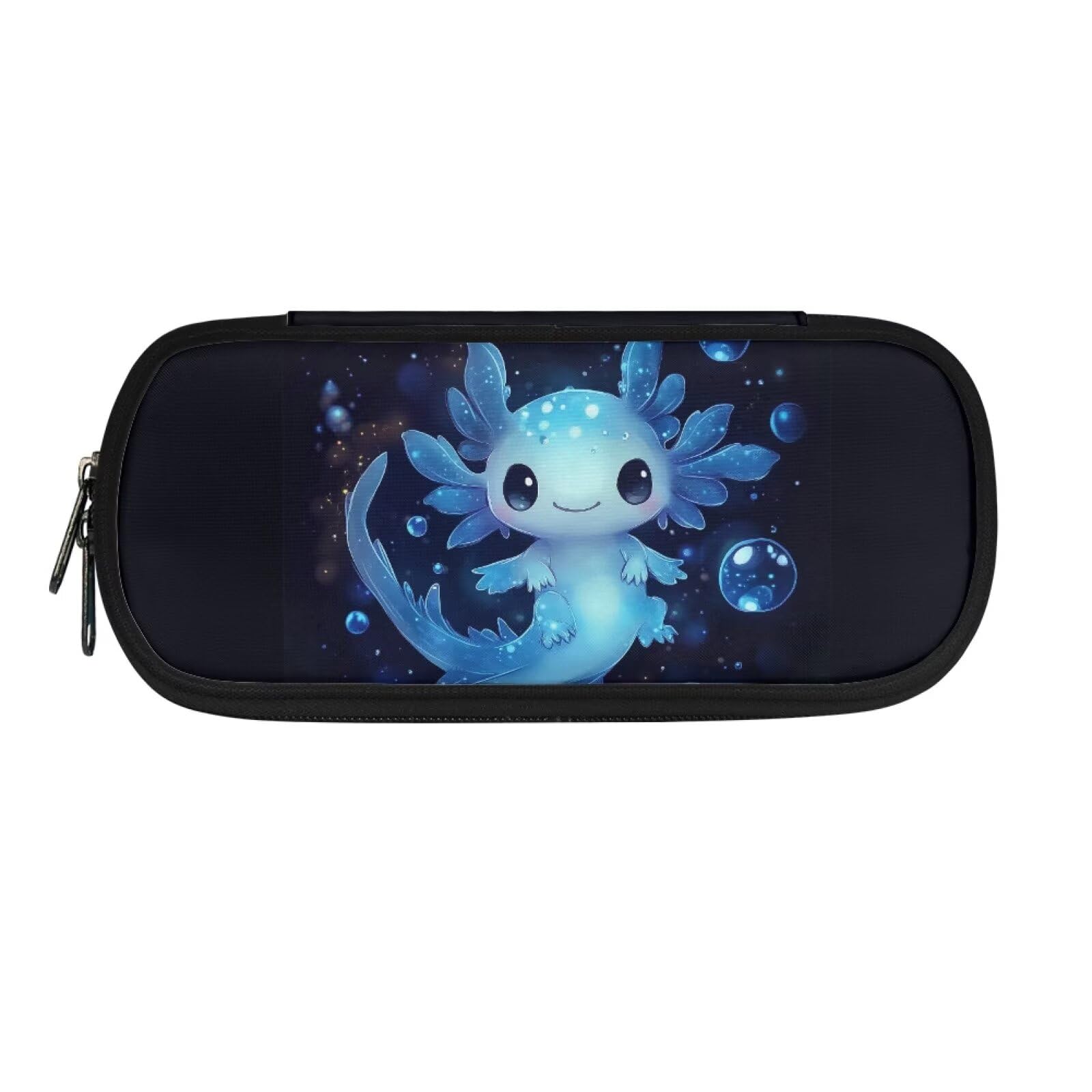 SCRAWLGOD Blue Axolotl Pencil Case for Girls 6-8/8-10/10-12 Zipper Pencil Pouch Little Kids Pencil Box Bag Children Pen Cases Student School Supplies