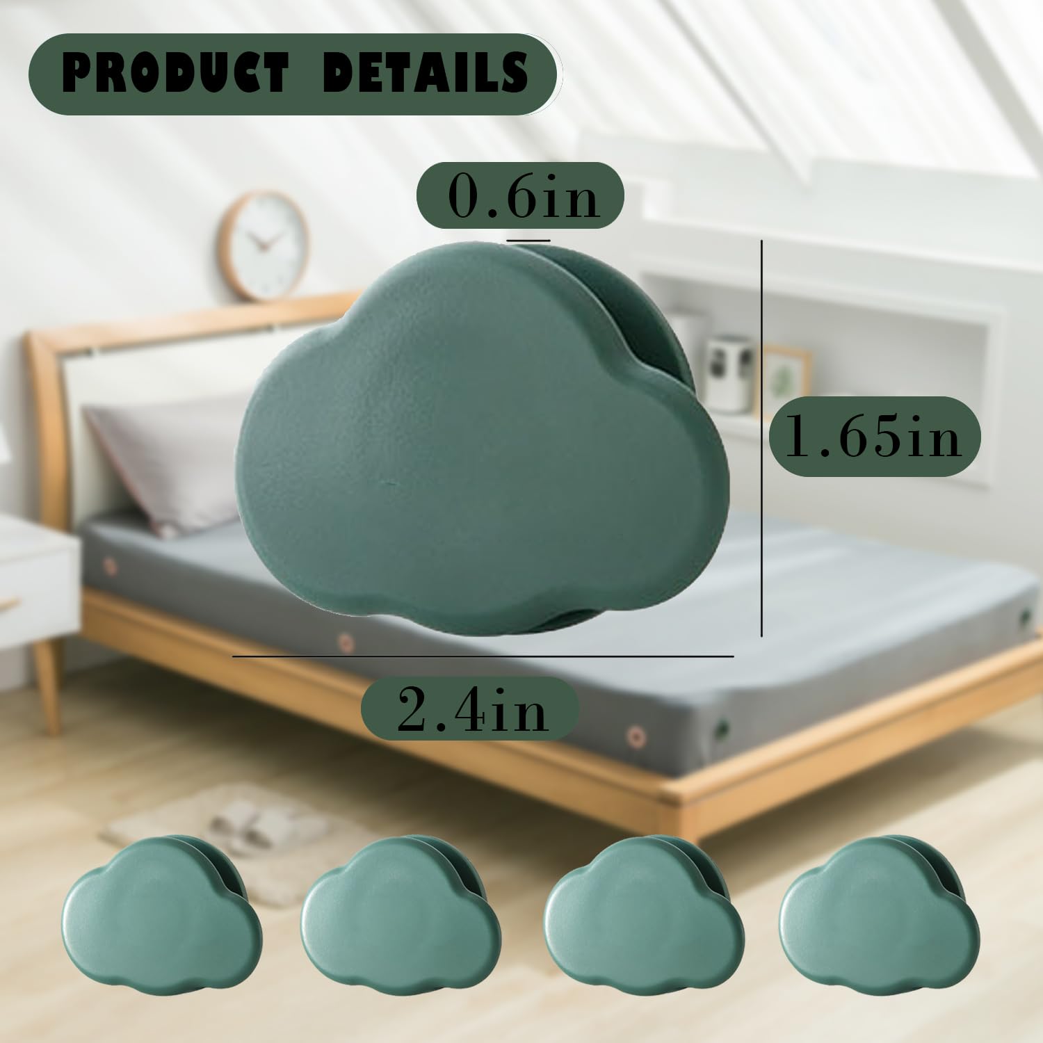 4 Pack Duvet Clips Bed Sheet Holders, Quilt Cover Sheet Fixer to Keep Sheets Firm & Tight, Blanket Holder Prevents Comforters Slip