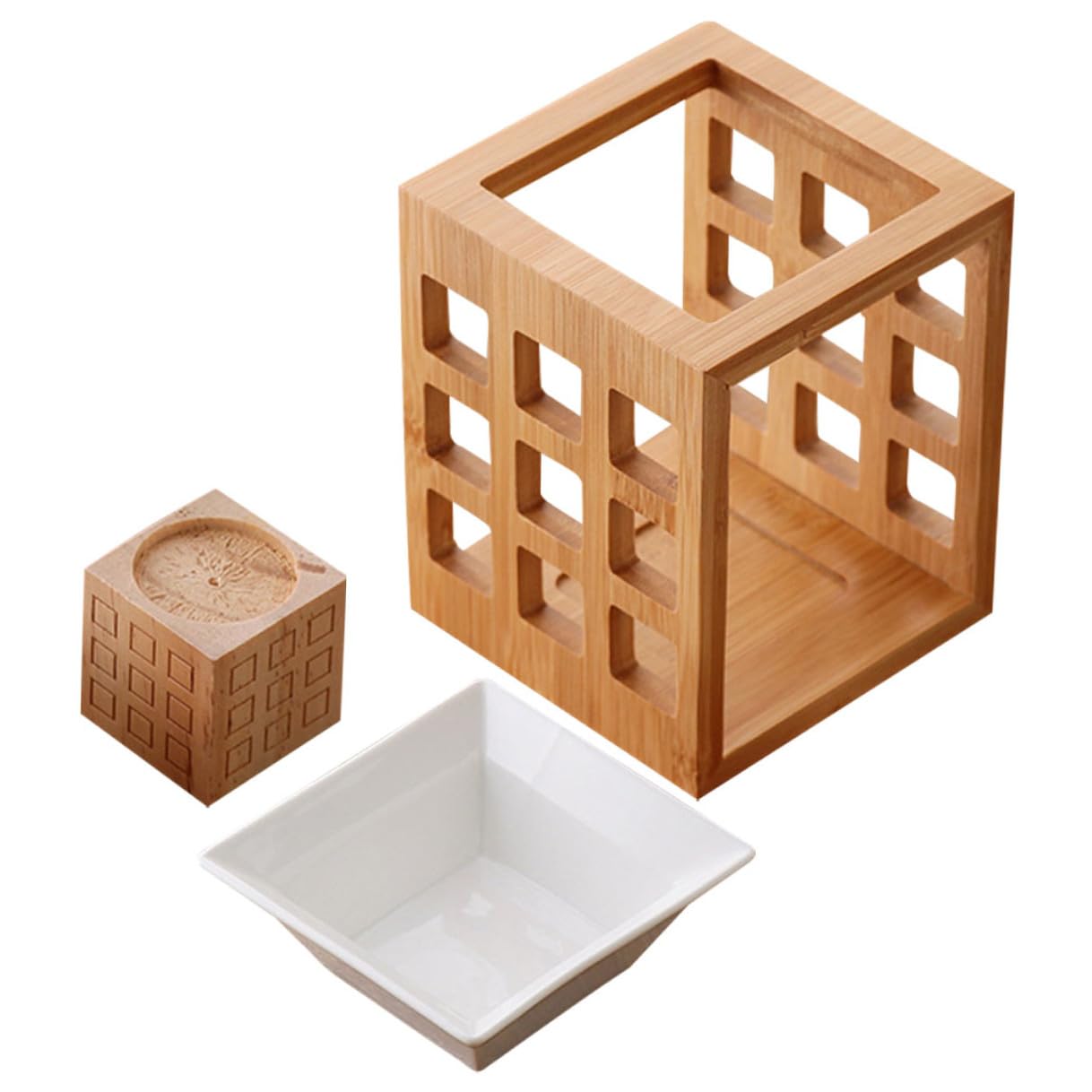 Quemador de Cera de Aromaterapia de Cerámica y Madera 150ml para Derretir Aceites Esenciales en Sala o Dormitorio Diseño Elegante y Funcional
