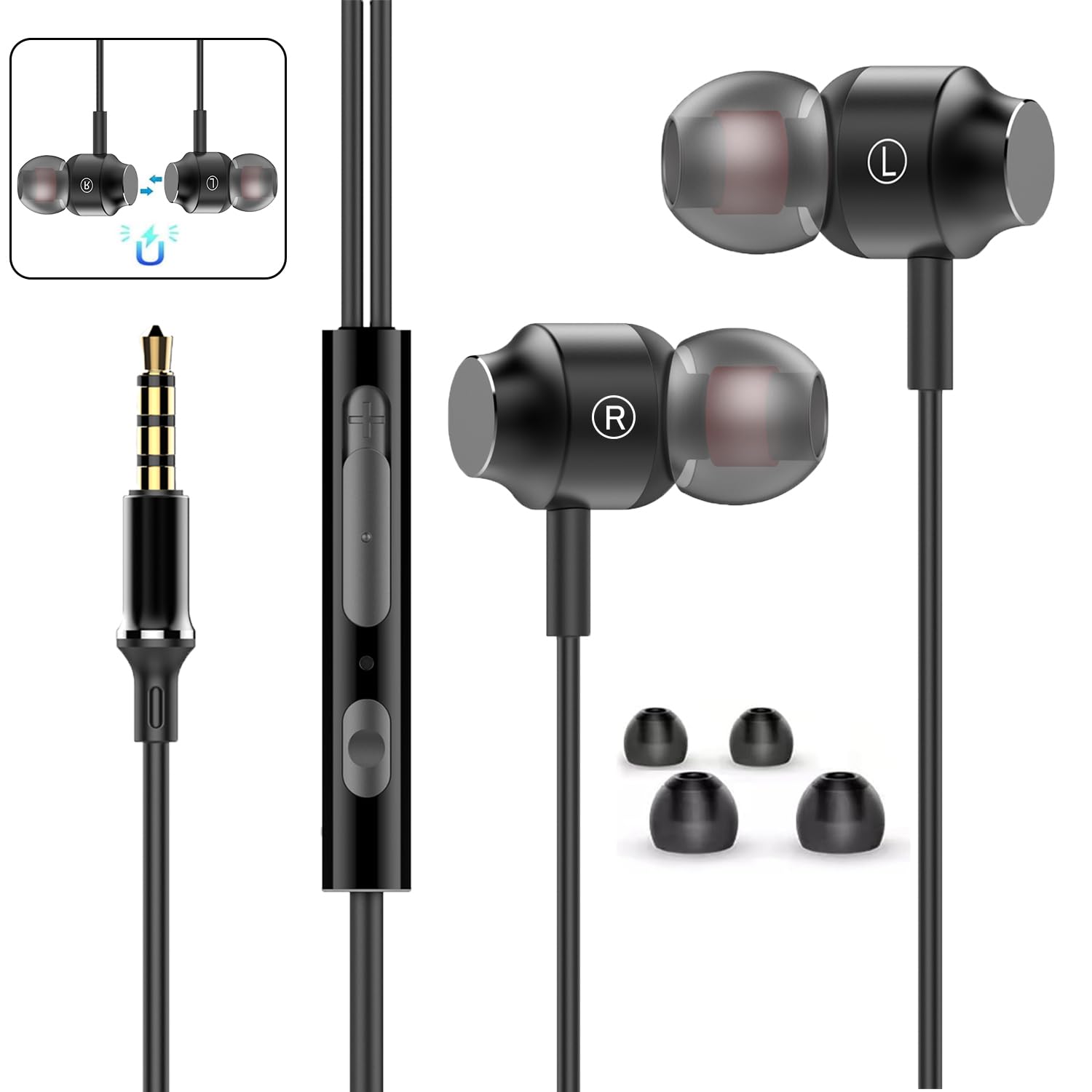 Amazon.co.jp: 【イヤホン3.5mm 有線 マイク付き リモコン付き 
