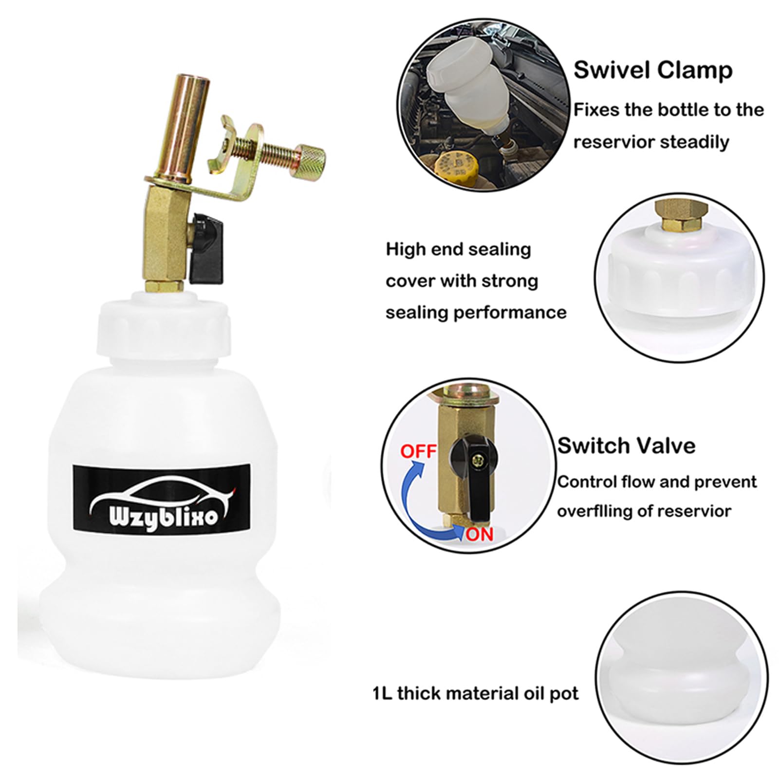 Kit de purga de frenos al vacío de 2 L con extractor de líquido de frenos y botella de repuesto de 1 L con adaptadores