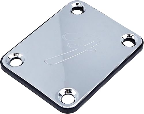 Placa de cuello de guitarra eléctrica con tornillos, placa de repuesto de 4 agujeros para accesorios de bajo eléctrico, plateado