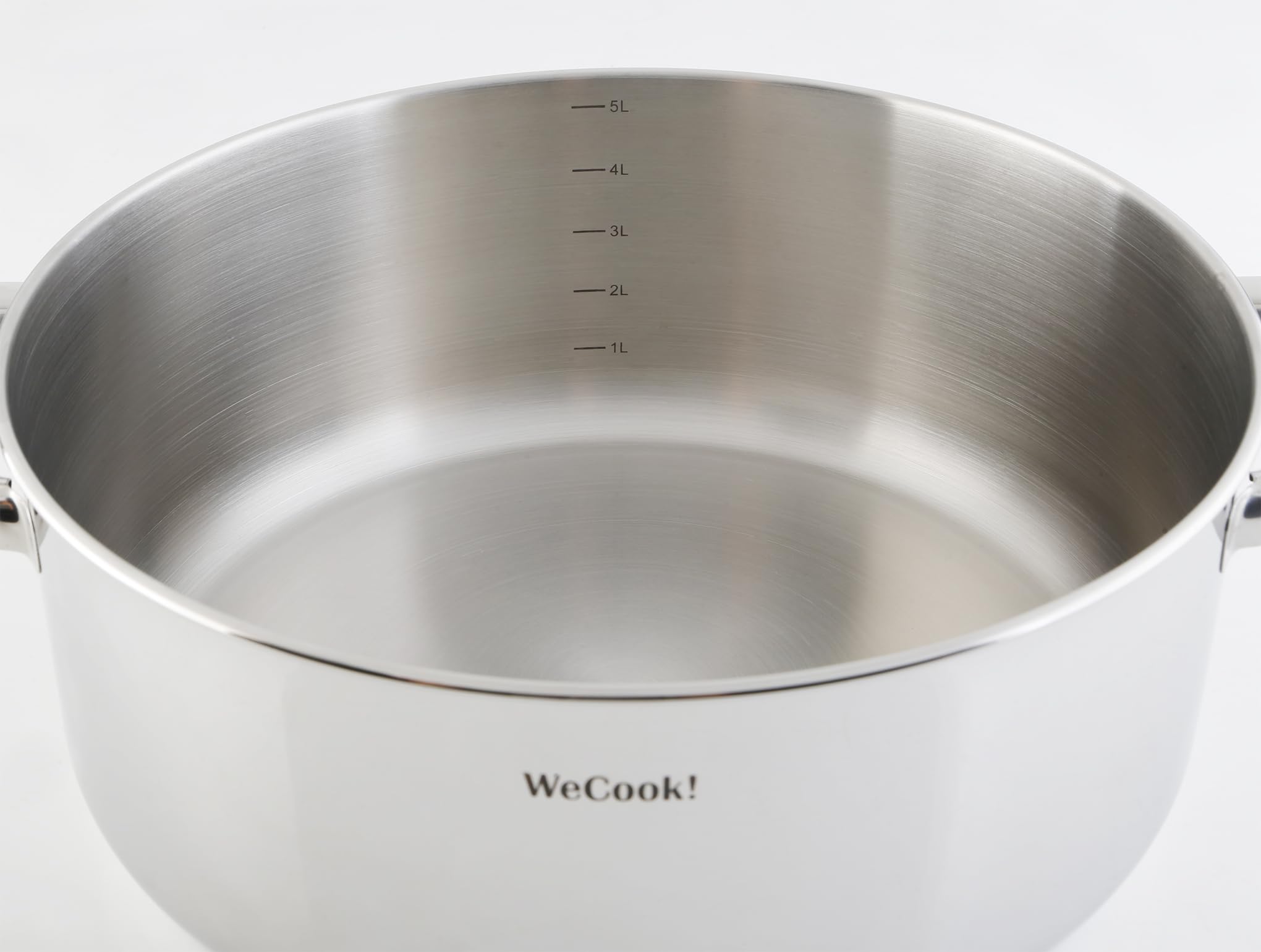 Wecook! Pentola in acciaio inossidabile 18/10 con coperchio in acciaio, Adatta a tutti i tipi di fornelli inclusa l'induzione, scala di misurazione integrata, Ø 30 cm, capacità 7,7 litri.
