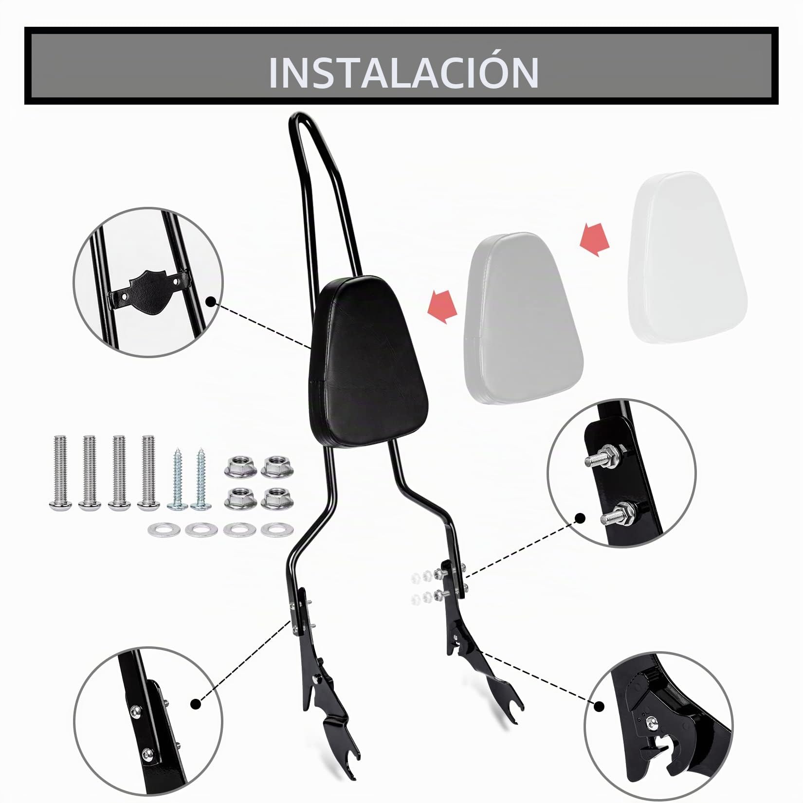 Respaldo para Motocicleta, PSLER Respaldo para Pasajero,Sissy Bar para Touring Road King Street Glide Electra Glide Ultra Limited 2009-2023