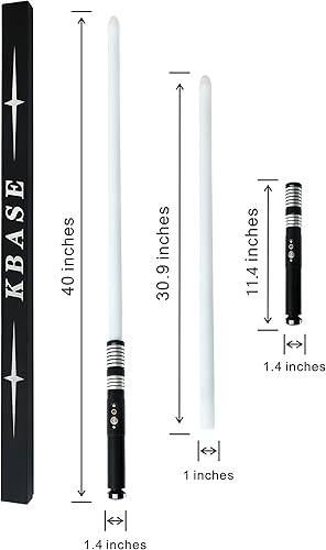 Vista 3 de KBASE Sable de luz de cambio de color infinito con 10 fuentes de sonido, sables de luz de duelo de Metal Hilt Force FX para niños y adultos (Warrior)
