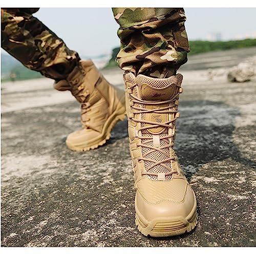 Image of Renyqatt Men's 8 Inch Sand Combat Boots - Military & Tactical - Size 6.5