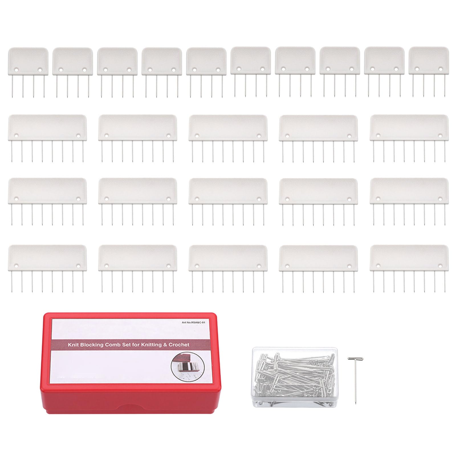 Kalttoy Blocking Combs Set Knitting Accessories Knit Blocking Pins Kits Easy to Use for Crochet Needlework Projects Knit Comb Set Pins Knitting Tool