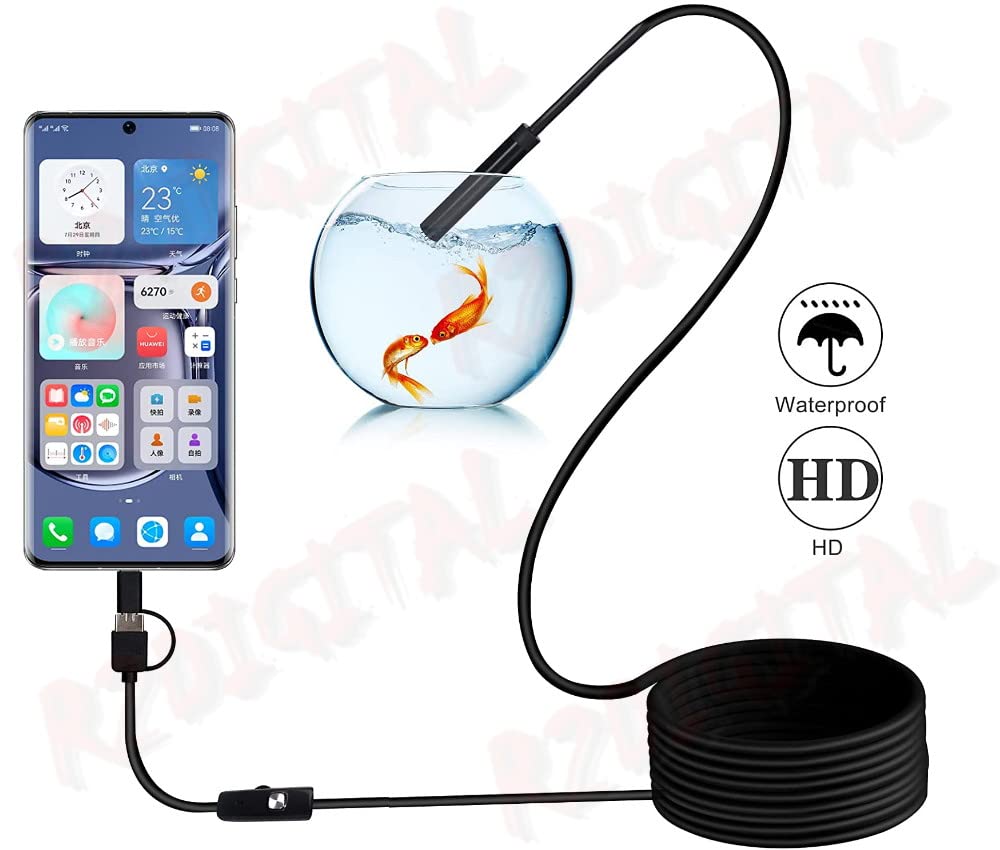 TELECAMERA 3 in 1 FLESSIBILE 2 Metri SERPENTINA ENDOSCOPIO con LED FOTOCAMERA VIDEOCAMERA ISPEZIONE CONTROLLO DIAGNOSTICA IMPERMEABILE IP67
