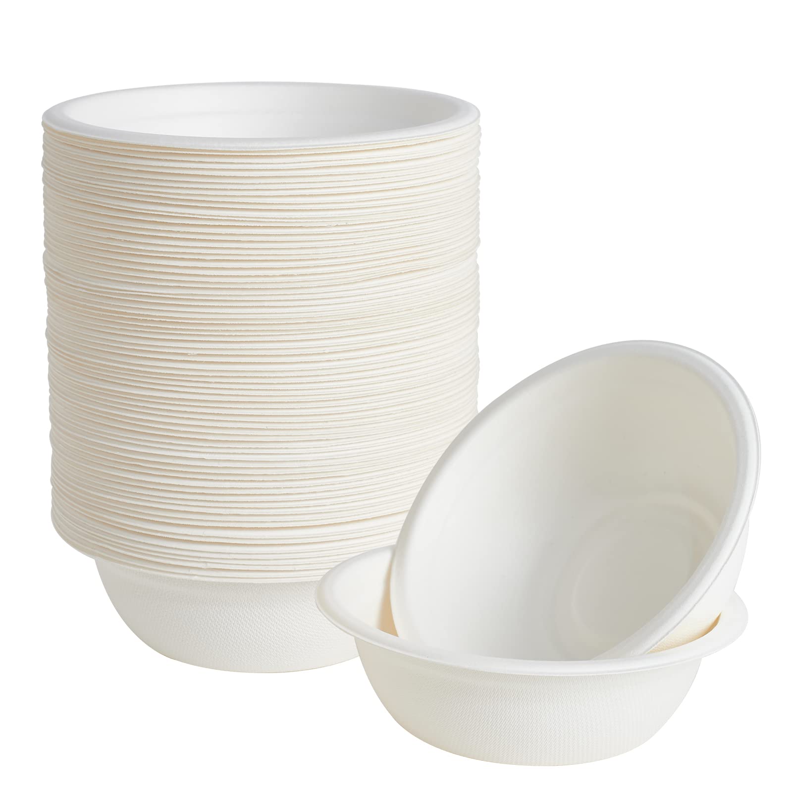 ECOLipak 150 Pack Compostable Bowls 12oz Disposable Paper Bowls